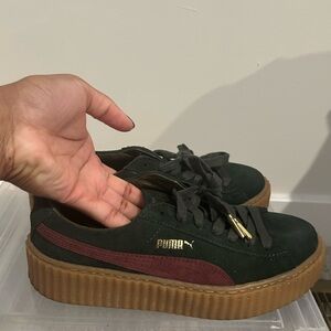 Puma Forest Green and Maroon Platform Sneakers